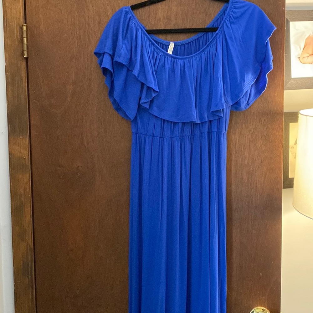 Make me an offer! Long blue maternity dress